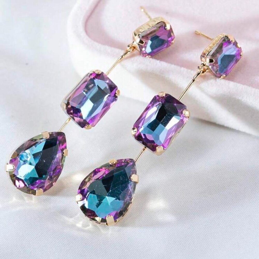 Sophisticated Purple and Blue Gemstone Earrings